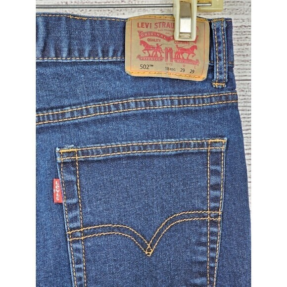 Levi's 502 Regular Taper Jeans Dark Wash Blue Size 18 Reg 29Wx29L - Picture 3 of 5
